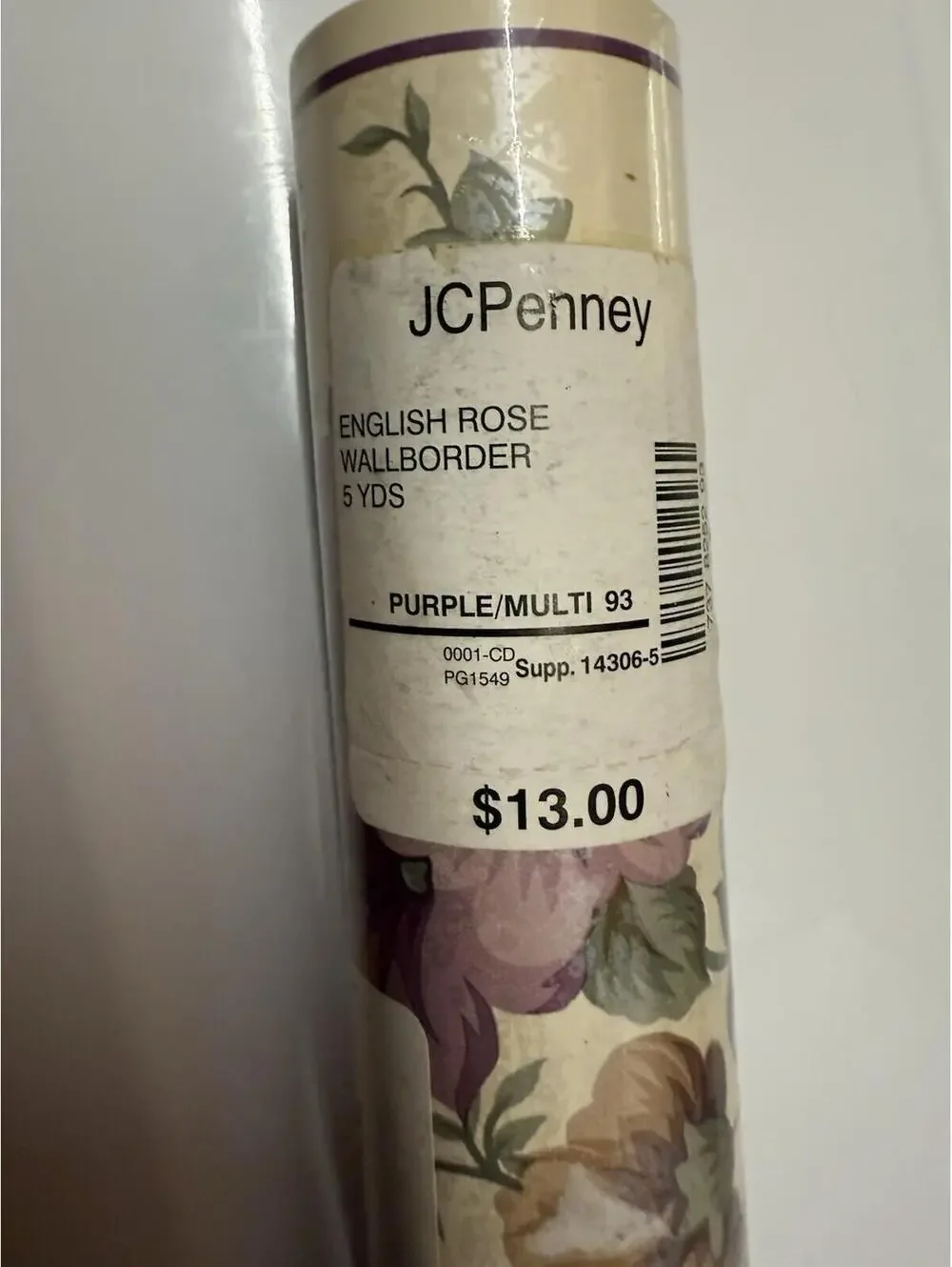 5 Rolls JCPenney ENGLISH ROSE- Purple Wallpaper Border 5 Yards Ea Vintage Floral
